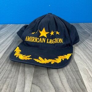 Vintage K-Products American Legion Baseball Cap Snapback Hat Navy‎ Yellow Gold